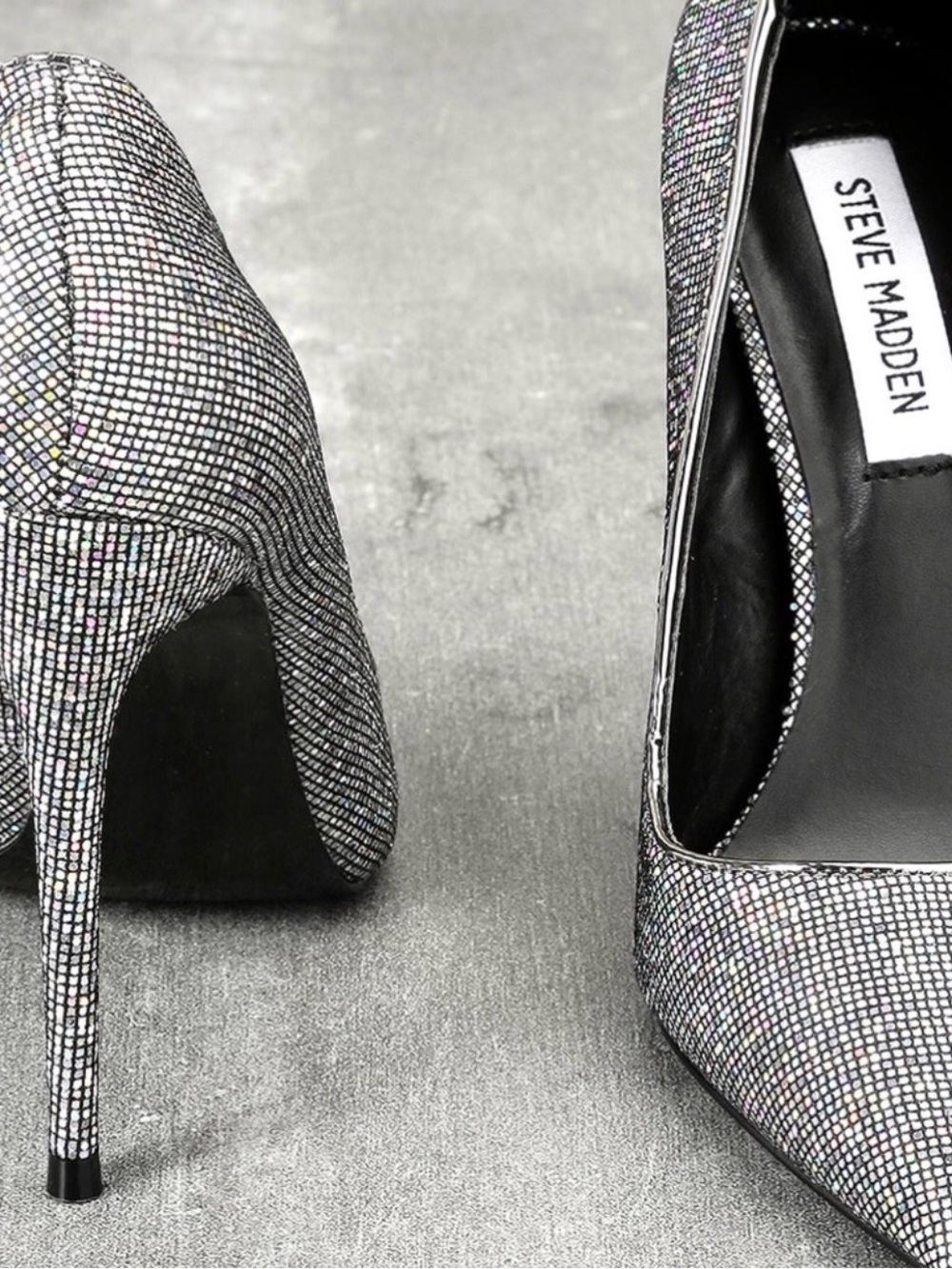 Steve Madden Silver Multi-Glitter Pointed Stiletto Pumps